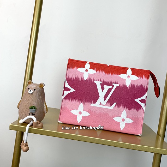 路易威登LV手包 M69136 紅色 LV ESCALE盥洗袋 LV女士手拿包 2020新款收納包袋 xxlv2616